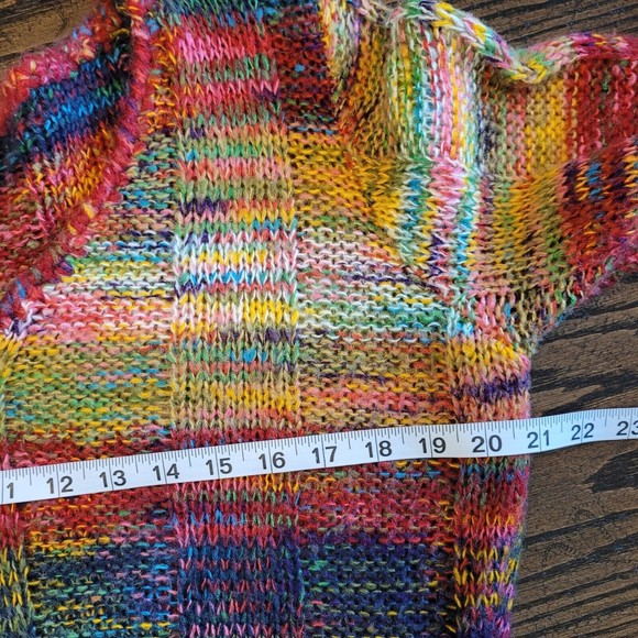 Bobbie Brooks Rainbow Colors Knit Sweater V Neck  Pockets Colorful Large - Picture 7 of 9
